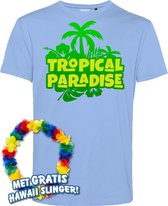 T-shirt Tropical Paradise | Toppers in Concert 2024 | Club Tropicana | Hawaii Shirt | Ibiza Kleding | Lichtblauw | maat 4XL