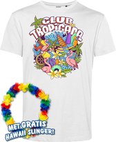 T-shirt Flamingo Summer | Les meilleurs en concert 2024 | Club Tropicana | Chemise hawaïenne | Vêtements Ibiza | Blanc | taille L.