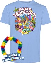 T-shirt Flamingo Summer | Toppers in Concert 2024 | Club Tropicana | Hawaii Shirt | Ibiza Kleding | Lichtblauw | maat 5XL