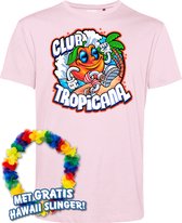 T-shirt Tropical Orange Sunrise | Toppers in Concert 2024 | Club Tropicana | Hawaii Shirt | Ibiza Kleding | Lichtroze | maat XXXL