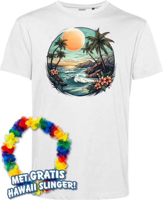 T-shirt Hawaiian Beach | Toppers in Concert 2024 | Club Tropicana | Hawaii Shirt | Ibiza Kleding | Wit | maat M