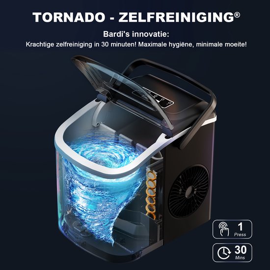 Bardi Deluxe IJsblokjesmachine - IJsblokmaker Inclusief Luxe Thermosbeker en IJsschep - 9 Blokjes in 8 Minuten - Zwart van Bardi — afbeelding 3