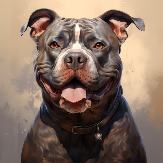 MadDeco - American Bully hond - canvas schilderij - reproductie - limited edition van 50 stuks - elena vittori - 60 x 60 cm