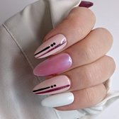 SD Press on Nails - B204 - Plaknagels - Nagelset 20 Nagels - Roze - Gellak - Nagellak - Lang Stiletto Nageltips - Nepnagels met Lijm - Kunstnagels - Nail Art - Handmade - Valse nagels - Nagelvijl - Accessoires - Lange Nagels