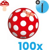 Rood met witte stippen - Lichtgewicht Speelgoed Bal - Kinderbal - 23 cm - Volumebundel 100 stuks - Inclusief Balpomp