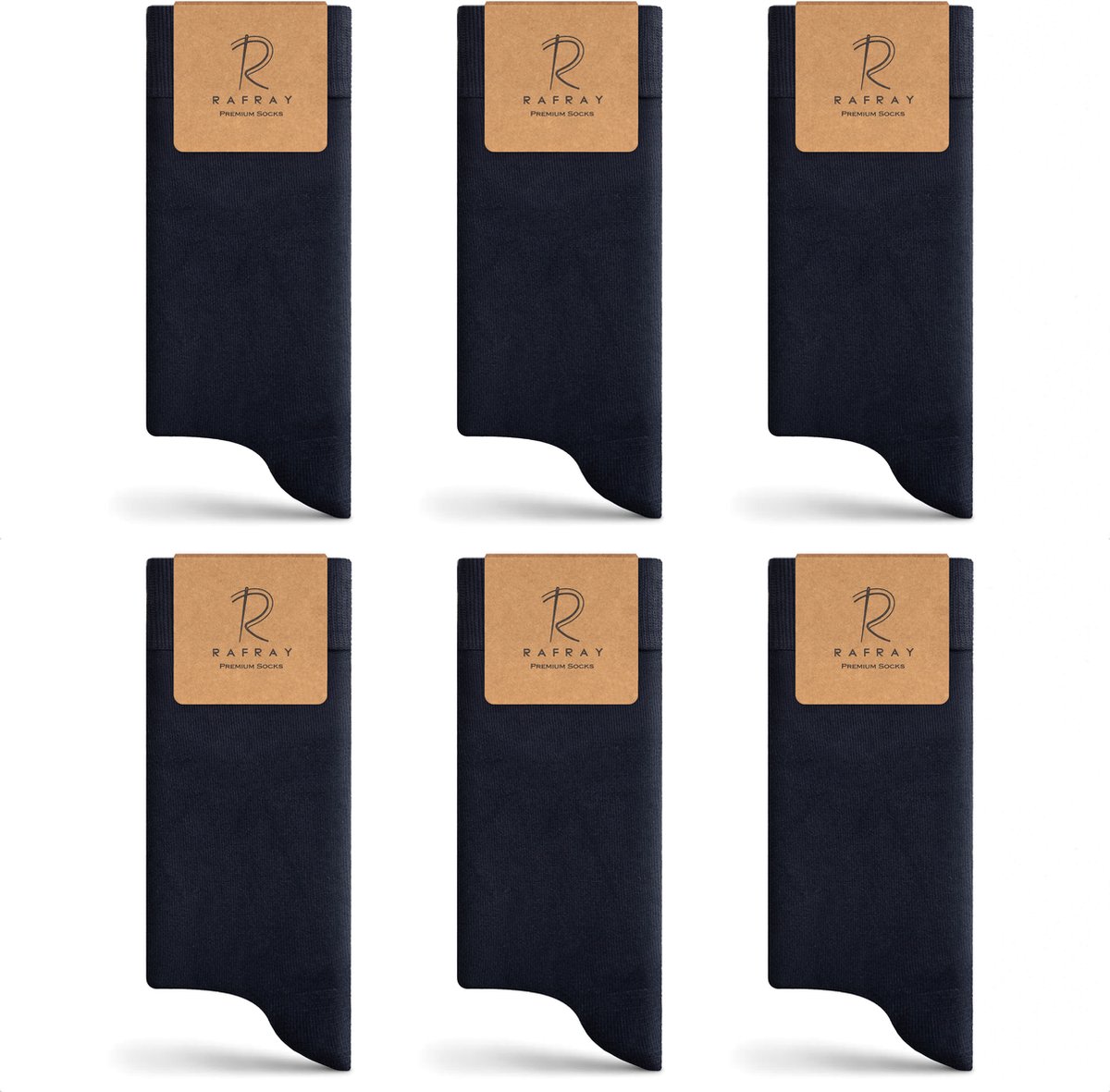 RAFRAY Sokken - Klassieke Dunne & Lichtgewicht Marineblauwe Sokken voor Heren in Cadeaubox - Premium Katoen - 6 paar - Maat 40-44 - Blauw / Navy