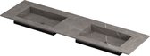INK Post wastafel in keramische slab met envelop bodem dubbele wasbak zonder kraangat 160x45x1cm, armani grey mat
