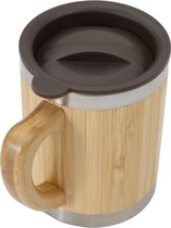 Tasse Thermos en Bamboe - Gobelet avec dessus scellable ! - Tasse de voyage pour café, thé et plus encore - Tasse à Café aspect bambou - 300 ml