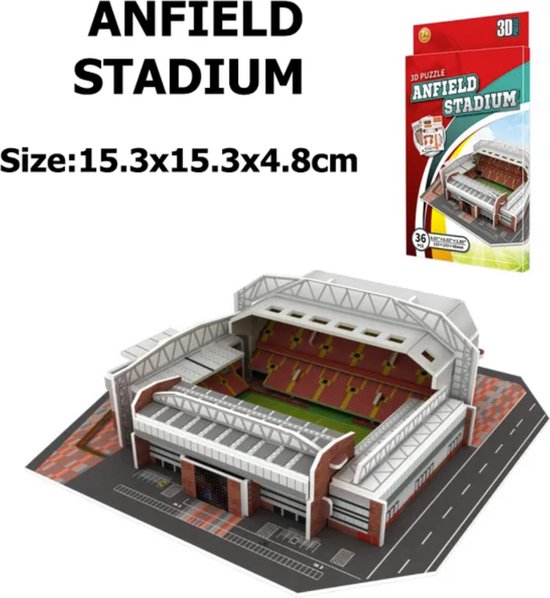 3D Puzzel van Anfield Stadion - Wereldberoemde Voetbalstadion Model ...