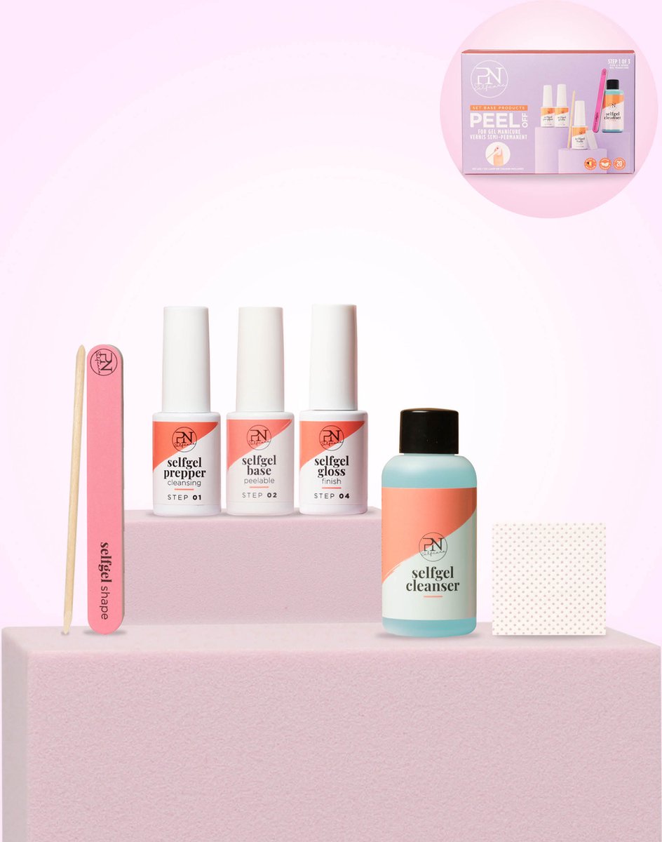 Goedkoopste PN Selfcare - Compleet pakket Base Products 3x6ml - Primer - Peel Base Coat -Top Coat - Cleanser 60ml - Vijl - Bokkenpoot - Wipes - Voordeelpakket Gel nagellak - Starterpakket Gelnagels - Hema Free & Vegan