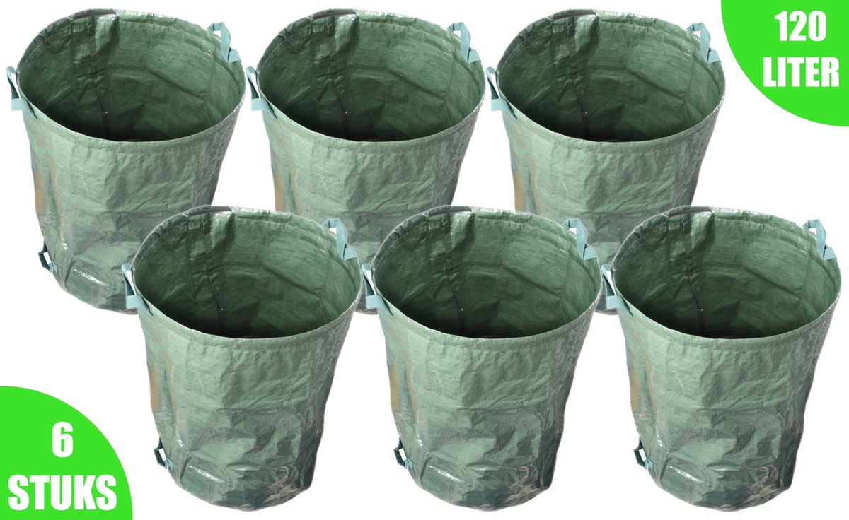 Tuinafvalzak - Set van 6 Tuinafvalzakken - Ø45 x 70 cm - 110 liter - Stijve Vorm - Bladzakken - Onkruidzak
