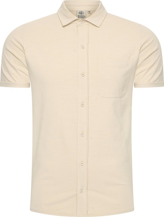 Mario Russo Korte Mouwen Overhemd - Overhemd heren - Polo Shirt Heren - t shirt heren - XL - Beige