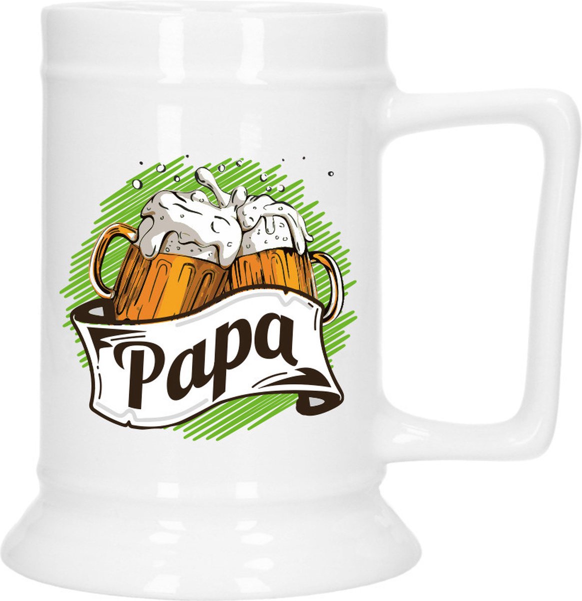 Bellatio Decoration Cadeau Bierpul voor papa - groen - keramiek - 530 ml - Vaderdag