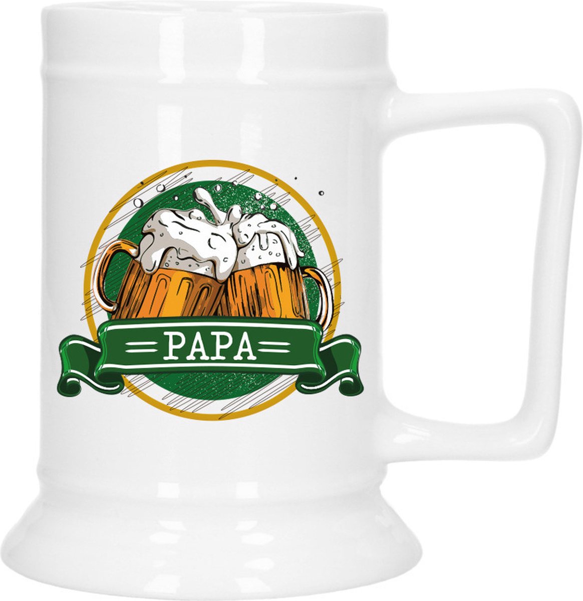Bellatio Decoration Cadeau Bierpul voor papa - groen - keramiek - 530 ml - Vaderdag