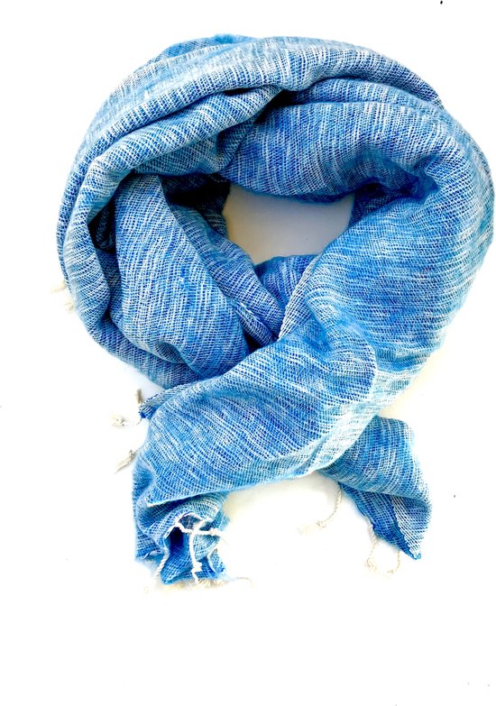 Yakwol-Sjaal-Lichtblauw | 190x75 cm-80% Yakwol-Nepal-Fairtrade