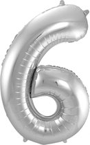Cijfer Ballonnen Ballon Cijfer 6 Verjaardag Versiering Feest Helium Ballonnen Cijferballon Folieballon Zilver Xl Formaat