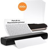 Pora&Co - Thermal Printer - Portable Printer A4 - Draagbare Printer A4 - Incl. 200 Vellen + Draagtas - Afdrukken met Telefoon of Computer - Thermische Printer - Zwart