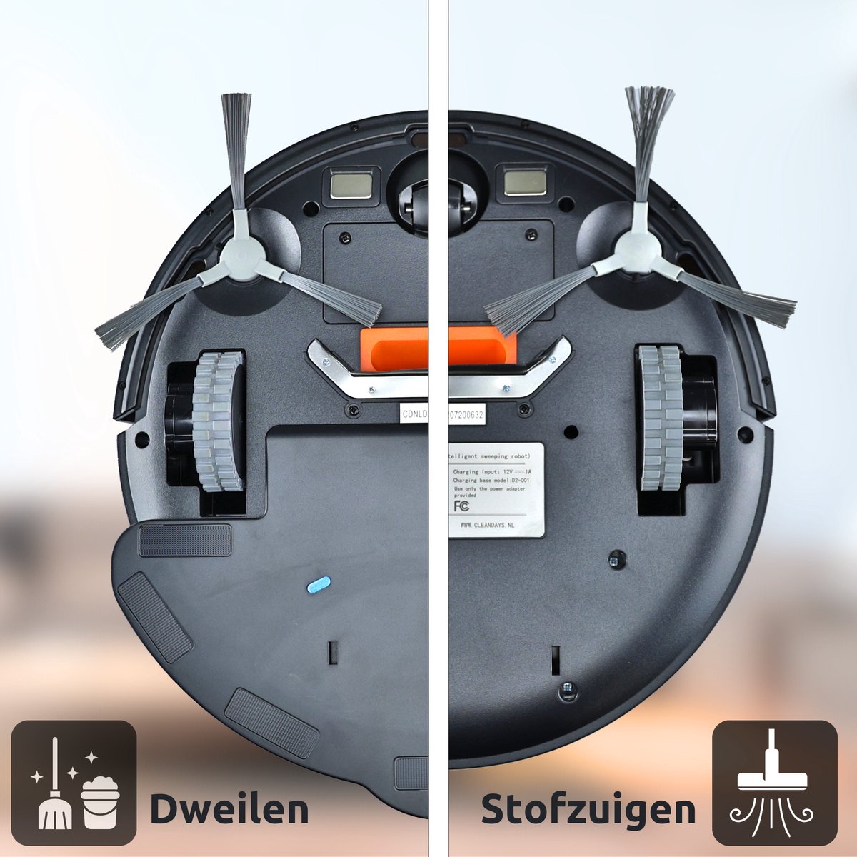 CleanDays Robotstofzuiger met dweilfunctie - Slimme navigatie - Dweilrobot - Robotstofzuiger met laadstation - Werkt met huisdieren - Inclusief Nederlandstalige app & afstandsbediening - D2-001 — afbeelding 4