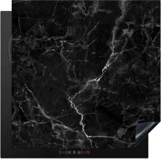 KitchenYeah inductie beschermer 60x60 cm - Zwart - Marmer print - Kookplaataccessoires - Afdekplaat voor kookplaat - Anti slip mat - Keuken decoratie inductieplaat - Inductiebeschermer marmerlook - Inductiemat - Beschermmat voor fornuis