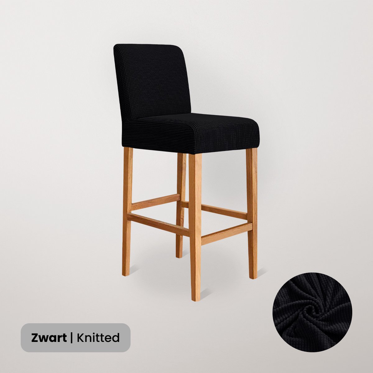 BankhoesDiscounter Knitted Barstoel Hoes – Barkruk Hoes – Zwart – Barstoel – Barkruk Beschermer – Hoes Voor Barstoel