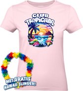 Dames t-shirt Colorful Tropics | Toppers in Concert 2024 | Club Tropicana | Hawaii Shirt | Ibiza Kleding | Lichtroze Dames | maat L
