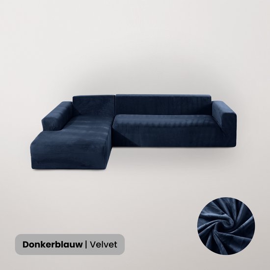 Foto: Bankhoesdiscounter velvet bankhoes hoekbank m3 175 220cm bankbeschermer zetelhoes zetelbeschermer bankhoezen voor hoekbank sofa cover donkerblauw