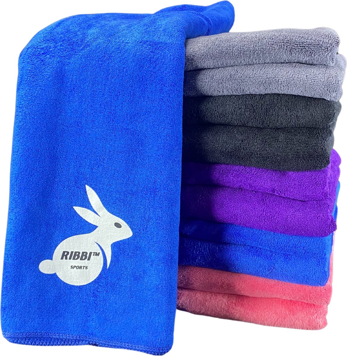 Ribbi - Premium microvezel handdoek, inclusief opbergtas – geschikt voor fitness & sport, strand, yoga, badhanddoek, sauna en meer -40x100cm - Blauw