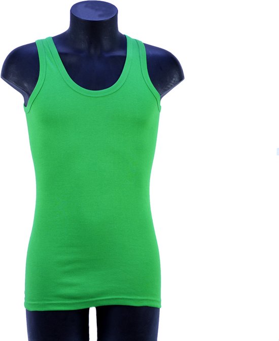 2 Pack Top kwaliteit onderhemd - 100% katoen - Fel groen - Maat S