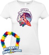 Dames t-shirt Surfing Man | Toppers in Concert 2024 | Club Tropicana | Hawaii Shirt | Ibiza Kleding | Wit Dames | maat M