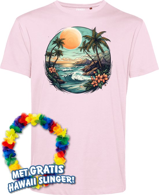 T-shirt Hawaiian Beach | Toppers in Concert 2024 | Club Tropicana | Hawaii Shirt | Ibiza Kleding | Lichtroze | maat XXL
