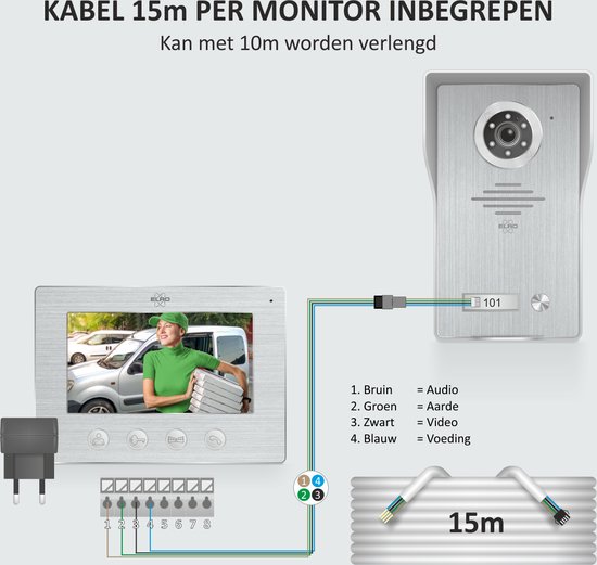 ELRO DV4000IP Wifi IP Video Deur Intercom - 1080P Full HD Camera met nachtzicht - 4-draads kabel - 16 Beltonen van Elro — afbeelding 3
