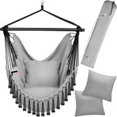 tectake® - Chaise suspendue Malika - coussins d'assise et de dossier très épais, avec sac de transport - gris