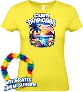 Dames t-shirt Colorful Tropics | Toppers in Concert 2024 | Club Tropicana | Hawaii Shirt | Ibiza Kleding | Lichtgeel Dames | maat M