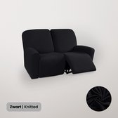 BankhoesDiscounter Knitted Recliner Fauteuil Hoes – Relaxzetel – M2 (122-165cm) – Zwart – Relax Sofa Hoes – Bank Beschermer – Zetel hoes