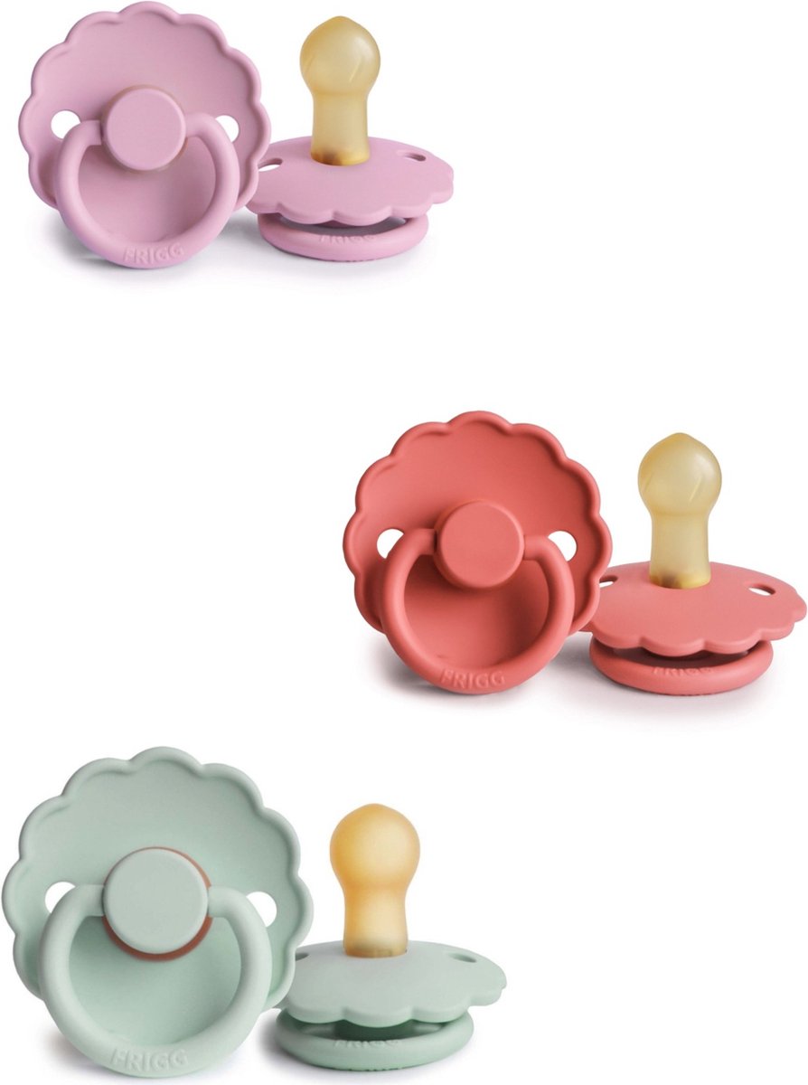 Goedkoopste FRIGG DAISY Fopspeen set 3 stuks Poppy,Seafoam Lupine 6-18 maand maat 2