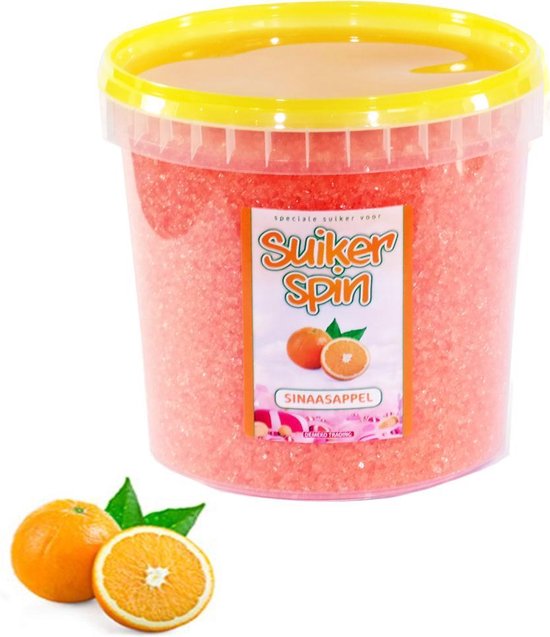 Suikerspinsuiker sinaasappel 1 KG suikerspin suiker in afsluitbaar emmertje |