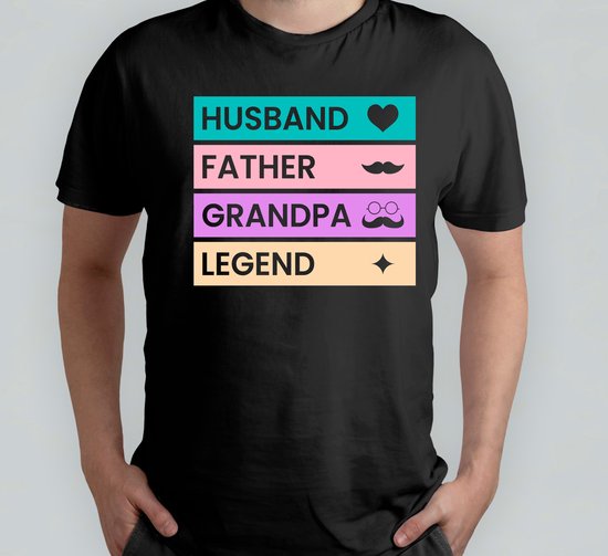 Husband father Grandpa Legend - T Shirt - HusbandAndDad - FamilyMan - DadLife - Fatherhood - ManEnVader - GezinMan - VaderLeven - VaderZijn
