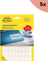 5x Avery etiket Zweckform 18x12mm wit pakje a 1800 etiketjes