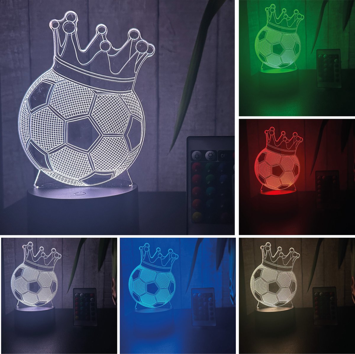Klarigo® Nachtlamp – 3D LED Lamp Illusie – 16 Kleuren – Bureaulamp – Voetbal - Koning TOTO – Nachtlampje Kinderen – Creative lamp - Afstandsbediening