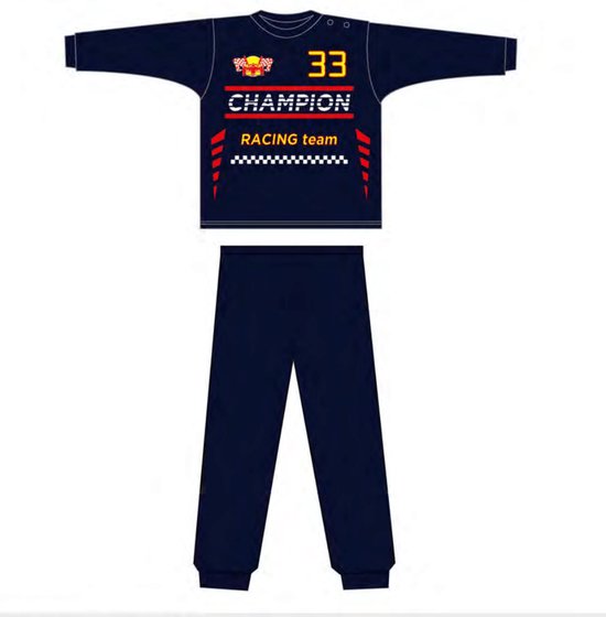 Fun2Wear - Pyjama Driver - Navy Blauw - Maat 128 - Jongens - Formule 1