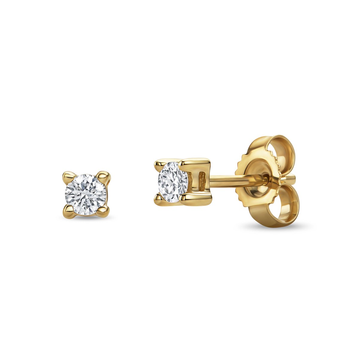 Miore Pure Oorbellen Dames - 14 Karaat Goud - Diamanten - Handgemaakt - Hypoallergene Knopjes - 3 mm