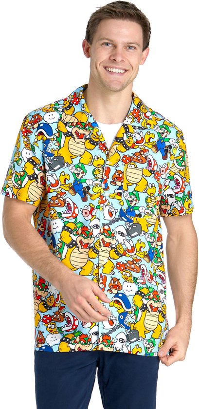 OppoSuits Shirt - Bowsers Kingdom - Heren Overhemd - Korte Mouwen - Meerkleurig