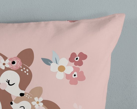 Good Morning Kinderdekbedovertrek "bambi hert met regenboog" - Roze - (140x200/220 cm) - Katoen van Merkloos — afbeelding 3