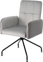 Chaise de salle à manger en velours - Chaises assorties aux couleurs - 1 pièce - Fauteuil - Chaise de bar - Salon - Chambre - Chaise pivotante - Chaise de bureau - Chaise longue à cadre carré - Grijs