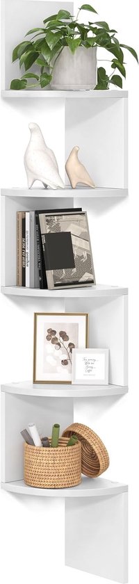 VASAGLE Hoekplank 5-laags zwevende wandplank met zigzagdesign boekenplank wit