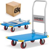 HIGHER - Plateauwagen - opvouwbaar - tot 450 kg - blauw