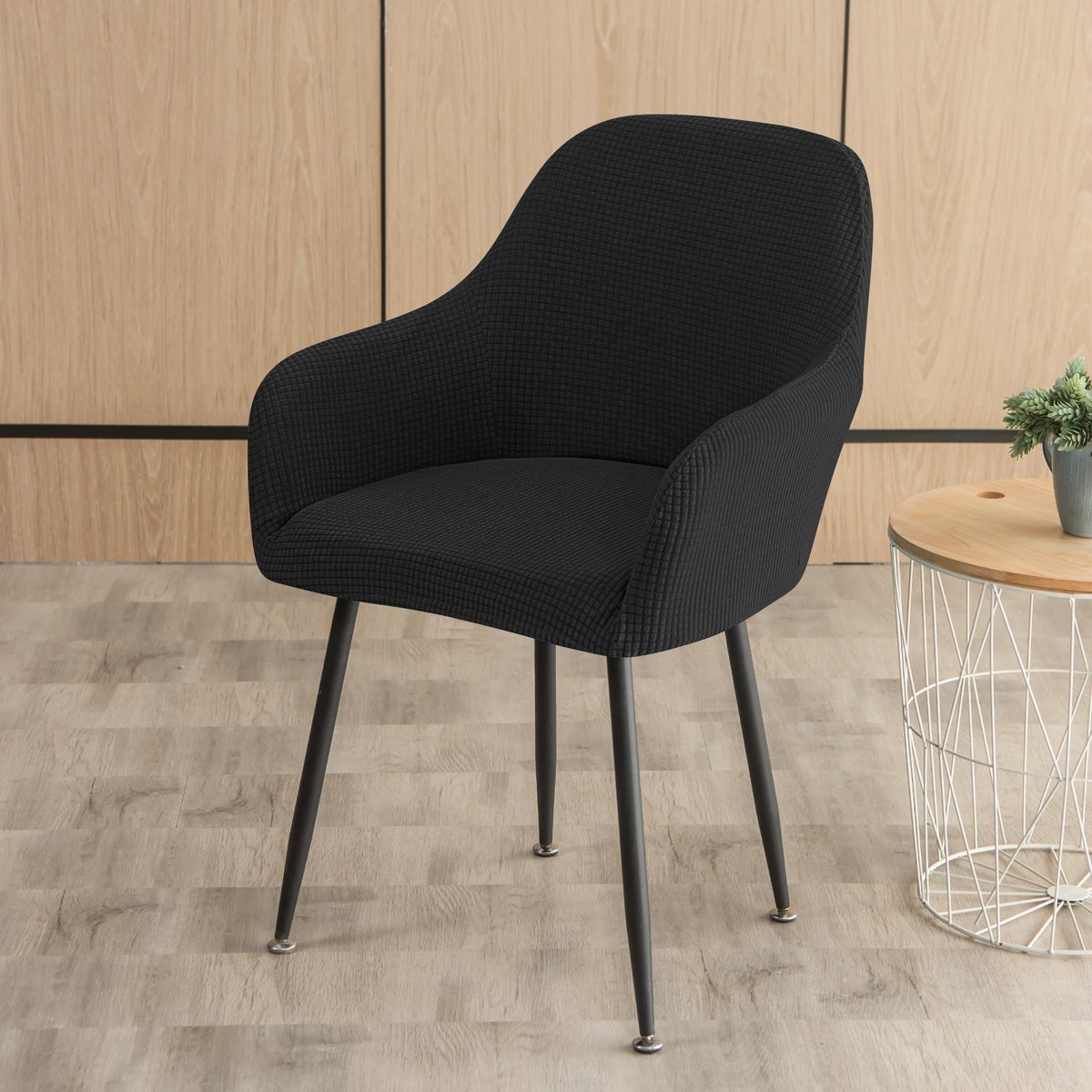Covers by Ralfos* Stoelhoes eetkamerstoel kuip Waterafstotend Zwart | Verkrijgbaar per stuk, Set van 4, 6 en 8 - Volumekorting | Stoelhoes | Stoelhoezen eetkamerstoelen | Hoezen | Rekbaar, afneembaar, wasbaar en duurzaam | Moderne stoelhoezen