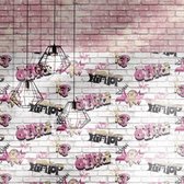 Noordwand Behang Urban Friends & Coffee Bricks roze en wit
