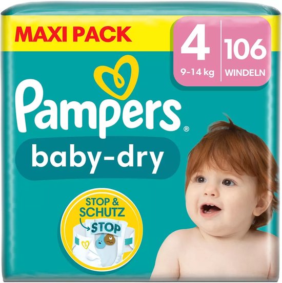 Pampers BABY-DRY maat 4 plus 106 luiers (10-15 kg