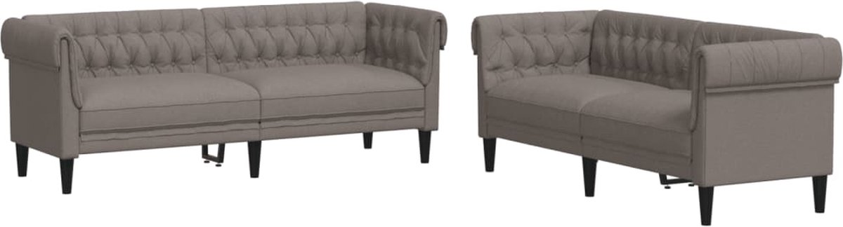 vidaXL - 2-delige - Loungeset - stof - taupe